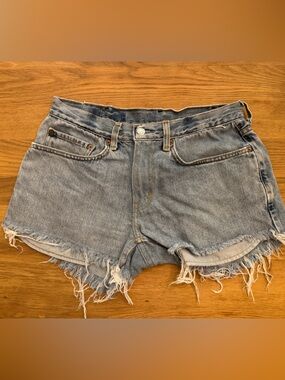 Levi's Light Blue Distressed Denim Cutoff Shorts
